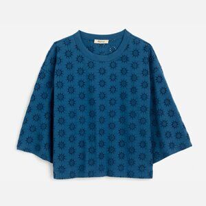 Madewell Embroidered Wide-Sleeve Boxy Tee NEW in Sunfaded Blue XS